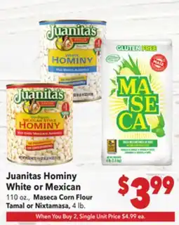 Vallarta Supermarkets Juanitas Hominy offer