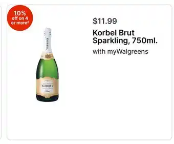 Walgreens Korbel Brut Sparkling, 750ml offer