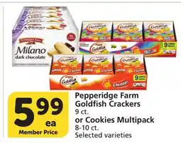 Vons Pepperidge Farm Goldfish Crackers 9 ct. or Cookies Multipack 8-10 ct offer