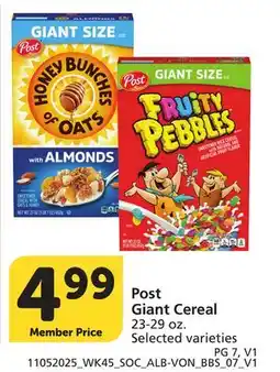 Vons Post Giant Cereal offer