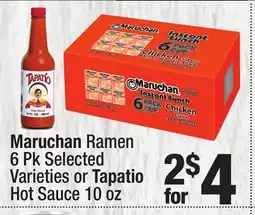 Super King Markets Maruchan Ramen 6 Pk Selected Varieties or Tapatio Hot Sauce 10 oz offer