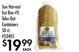 Smart & Final Sun Harvest Eco Box #3 Take Out Containers offer