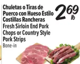 El Super Fresh Sirloin End Pork Chops or Country Style Pork Strips offer