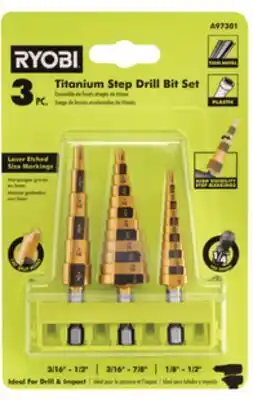 The Home Depot RYOBI 3 pc. Titanium Step Drill Bit Set offer