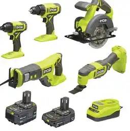 The Home Depot RYOBI 18V 6-Tool 1.5Ah/4.0Ah Kit offer