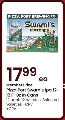 Albertsons Pizza Port Swamis Ipa 12-12 Fl Oz In Cans offer