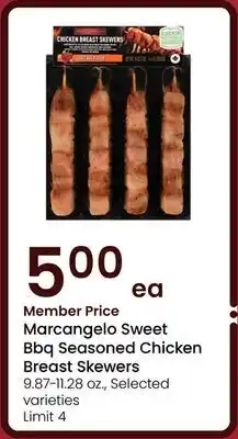 Albertsons Marcangelo Sweet Bbq Seasoned Chicken Breast Skewers offer