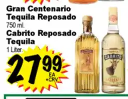 Superior Grocers Gran Centenario Tequila Reposado 750 ml. Cabrito Reposado Tequila 1 Liter offer