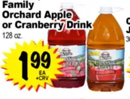 Superior Grocers Family Orchard Apple or Cranberry Drink offer