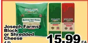 Superior Grocers Joseph Farms Block or Shredded Cheese offer