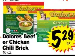 Superior Grocers Dolores Beef or Chicken Chili Brick offer