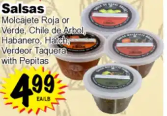 Superior Grocers Molcajete Roja or Verde, Chile de Arbol, Habanero, Hatch, Verdeor Taquera with Pepitas offer