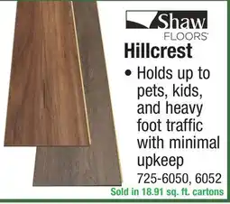 Menards Shaw FLOORS Hillcrest offer