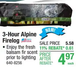 Menards 3-Hour Alpine Firelog offer