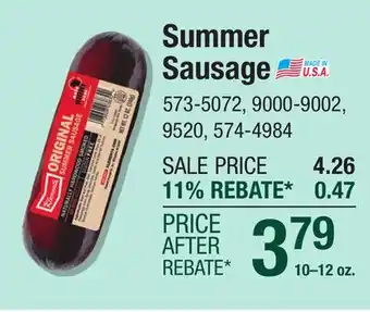 Menards Summer Sausage offer