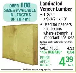 Menards Laminated Veneer Lumber offer
