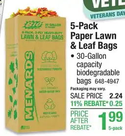 Menards 5-Pack Paper Lawn & Leaf Bags offer