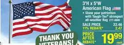 Menards 3'H x 5'W American Flag offer