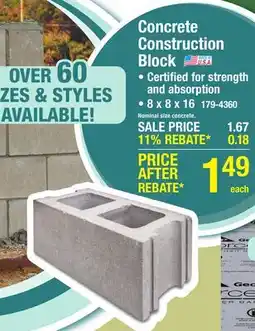 Menards Concrete Construction Block offer