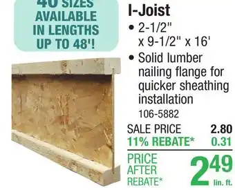 Menards I-Joist offer