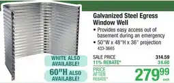 Menards Galvanized Steel Egress Window Well offer