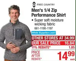 Menards Men's 1/4 Zip Performance Shirt offer