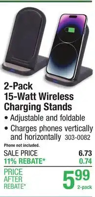 Menards 2-Pack 15-Watt Wireless Charging Stands offer