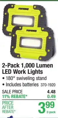 Menards 2-Pack 1,000 Lumen LED Work Lights offer