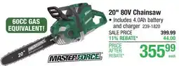 Menards MASTERFORCE 20 80V Chainsaw offer
