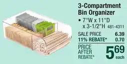 Menards 3-Compartment Bin Organizer offer