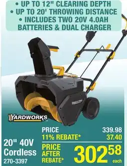 Menards YARDWORKS 20 40V Cordless offer