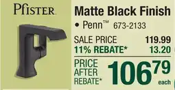 Menards Pfister Matte Black Finish offer