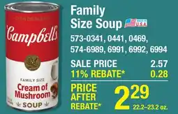 Menards Family Size Soup offer