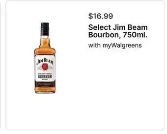 Walgreens Select Jim Beam Bourbon, 750ml offer