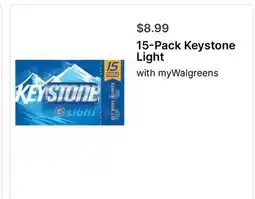 Walgreens 15-Pack Keystone Light offer