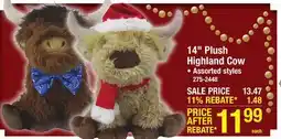 Menards 14 Plush Highland Cow offer