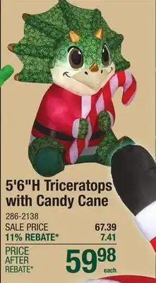Menards 5'6H Triceratops with Candy Cane offer