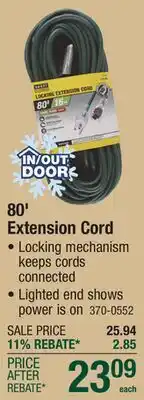 Menards 80' Extension Cord offer