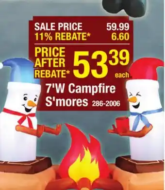 Menards 7'W Campfire S'mores offer