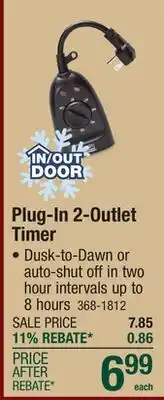 Menards Plug-In 2-Outlet Timer offer