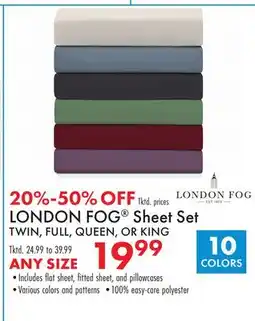 Boscov's LONDON FOG Sheet Set offer