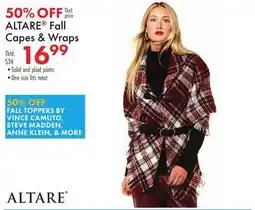 Boscov's ALTARE Fall Capes & Wraps offer