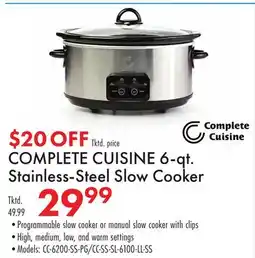 Boscov's COMPLETE CUISINE 6-qt. Stainless-Steel Slow Cooker offer