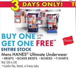 Boscov's Mens HANES Ultimate Underwear offer