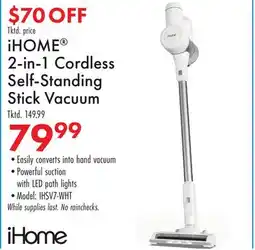 Boscov's iHOME 2-in-1 Cordless Self-Standing Stick Vacuum offer