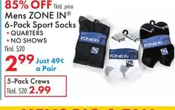 Boscov's Mens ZONE IN 6-Pack Sport Socks offer