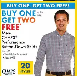Boscov's Mens CHAPS Performance Button-Down Shirts offer