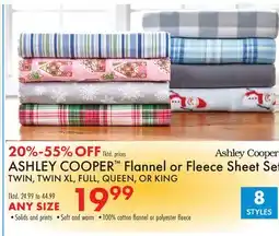 Boscov's ASHLEY COOPER Flannel or Fleece Sheet Set offer