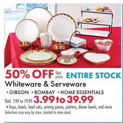Boscov's ENTIRE STOCK Whiteware & Serveware offer