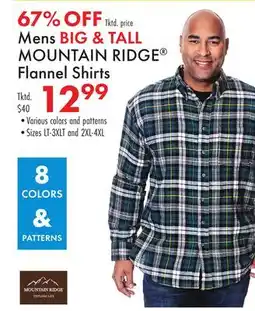 Boscov's Mens BIG & TALL MOUNTAIN RIDGE Flannel Shirts offer